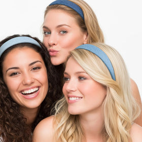 Huachi Denim Headbands displayed with a casual outfit