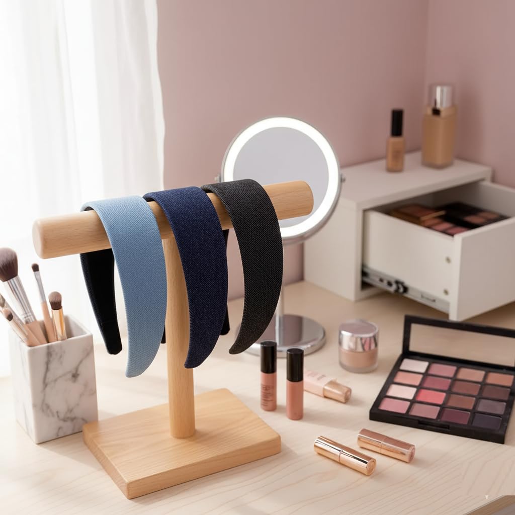 Huachi Denim Headbands in a stylish hair updo