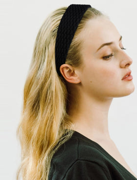 Huachi Knitted Headband worn during a casual outing