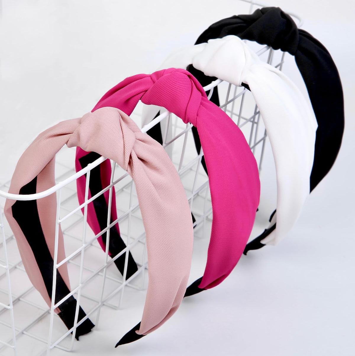 Huachi knotted headband set in light pink and hot pink