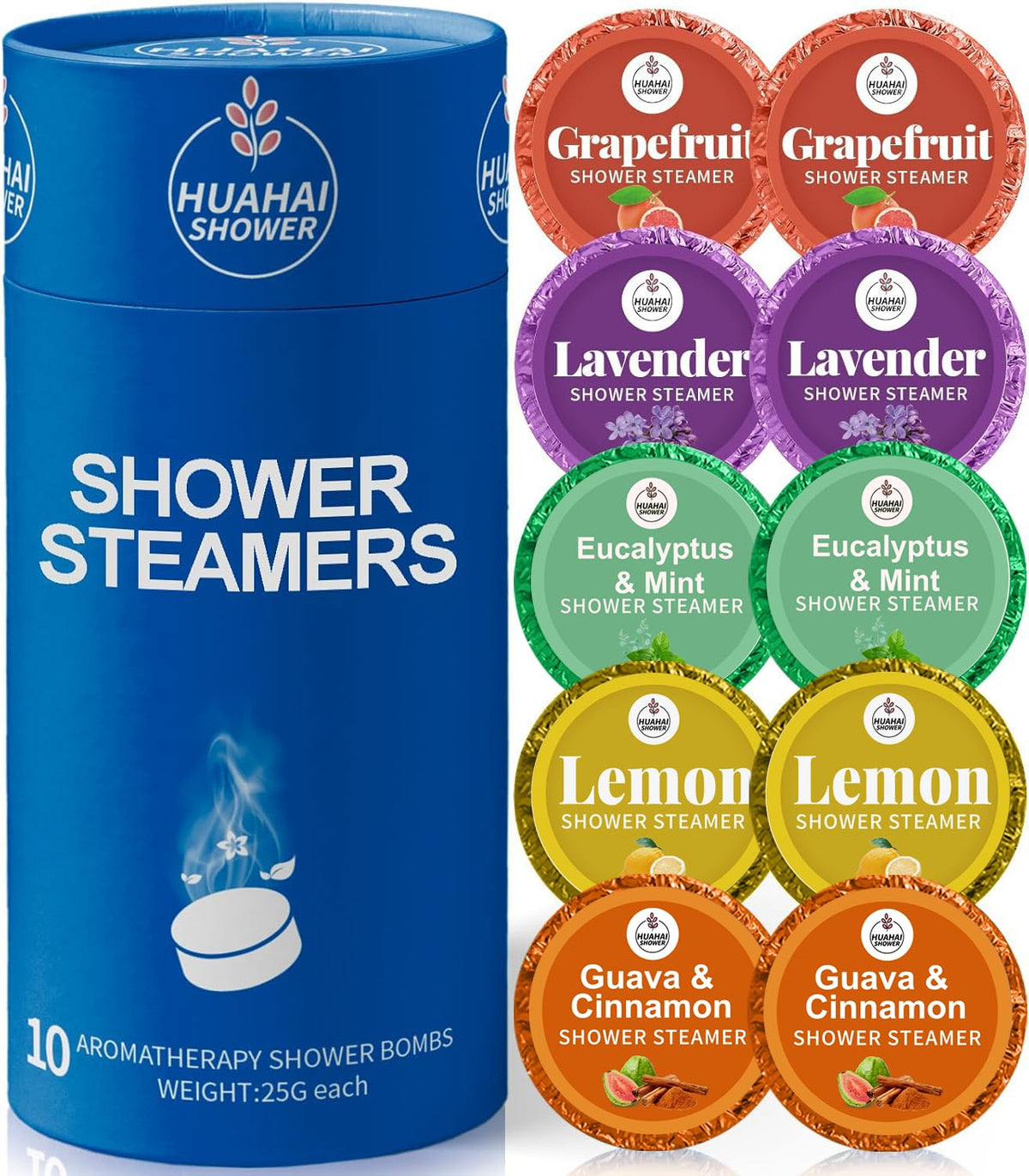 HUAHAI SHOWER Aromatherapy Shower Steamers gift box front view