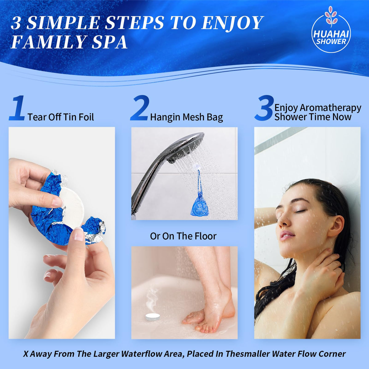 HUAHAI SHOWER Peppermint Shower Steamer in use during a shower