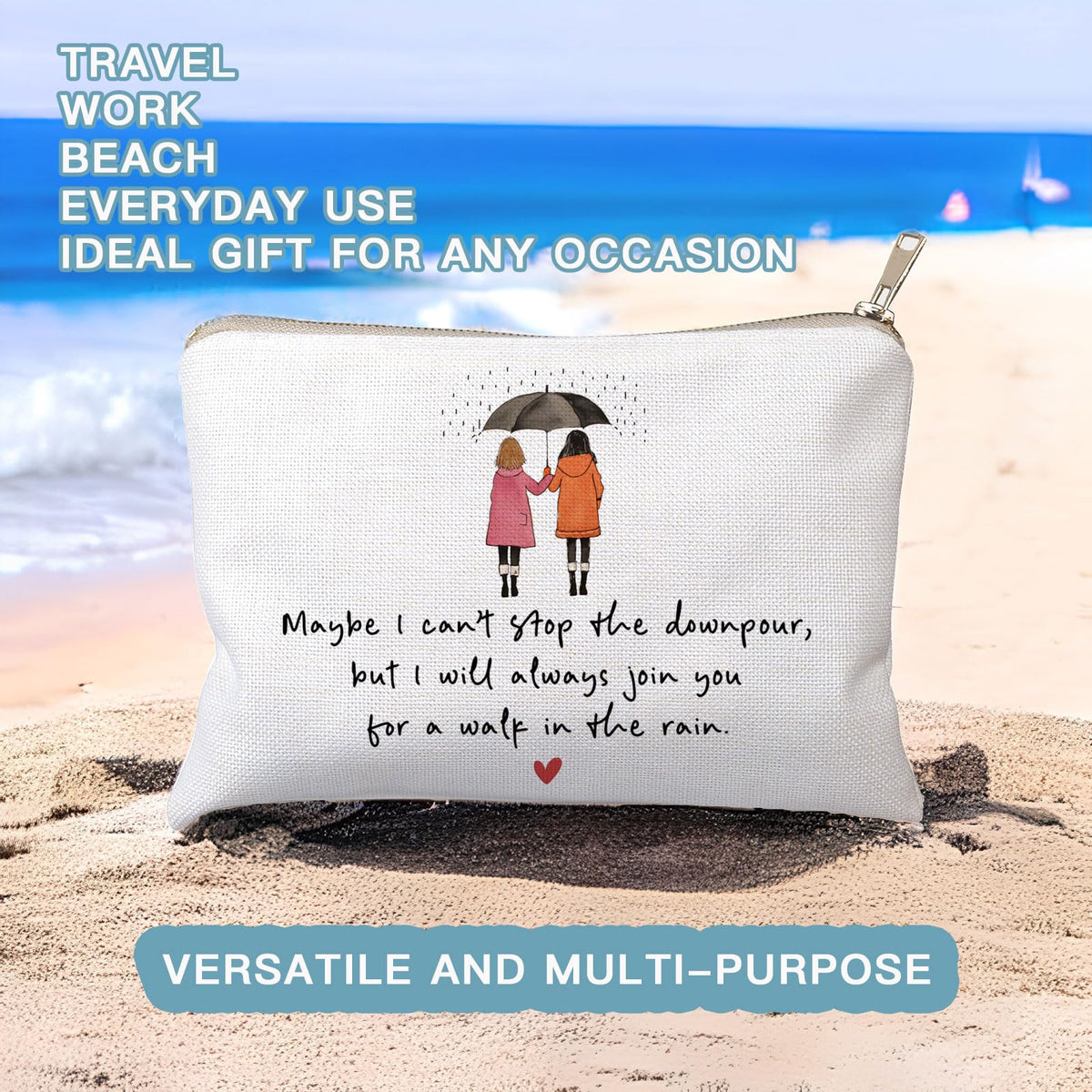 HubbgDesign cosmetic bag open with makeup items inside