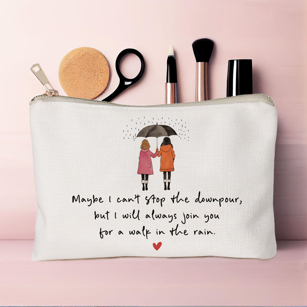HubbgDesign cosmetic bag with personal items organized inside