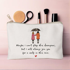 HubbgDesign cosmetic bag with personal items organized inside