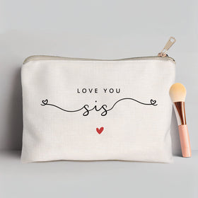 HubbgDesign Love You Sister Makeup Case side view showcasing storage capacity