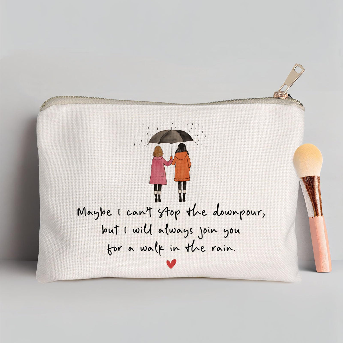 HubbgDesign Maybe I Can't Stop The Downpour Cosmetic Bag side view