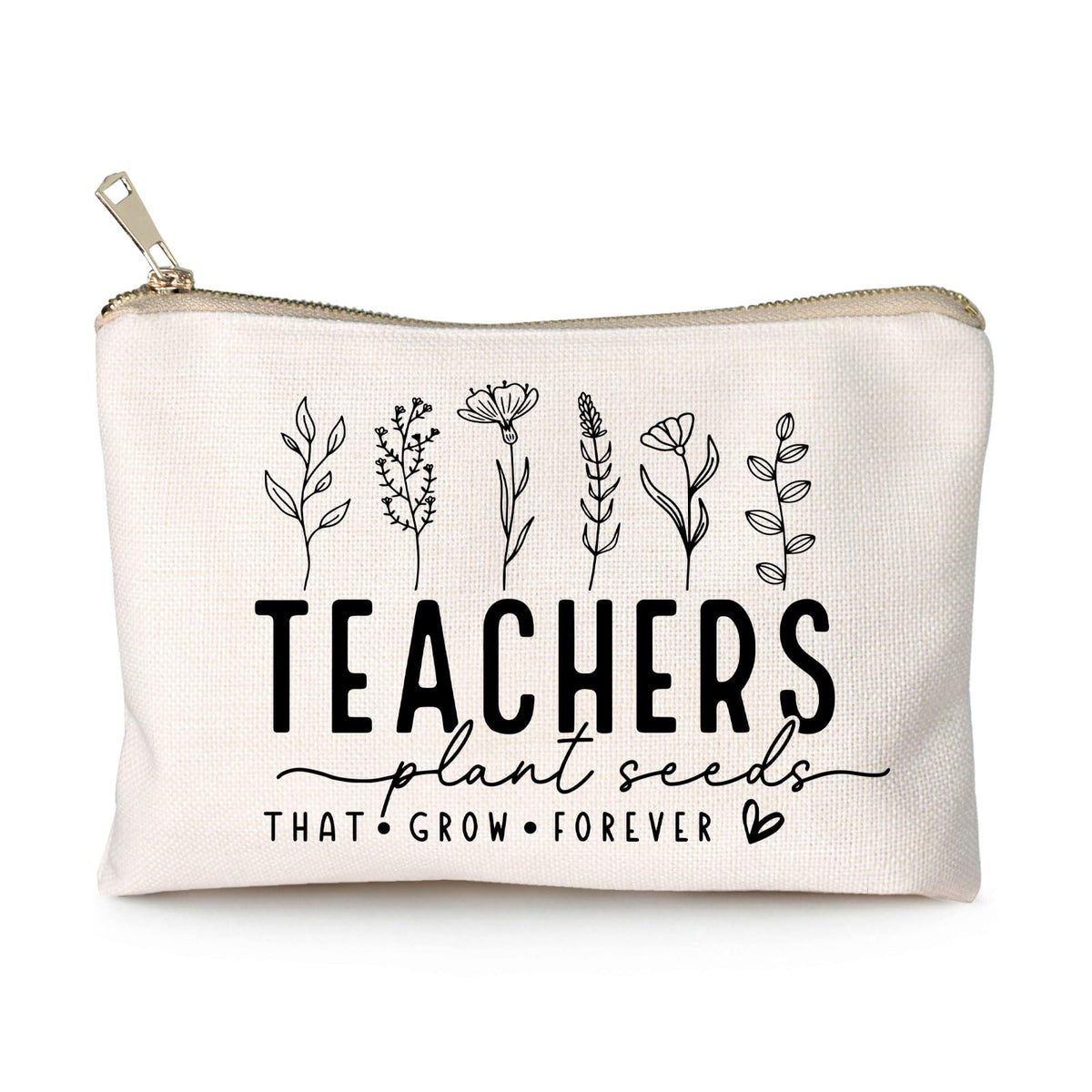 HubbgDesign Teacher Makeup Bag front view in natural linen