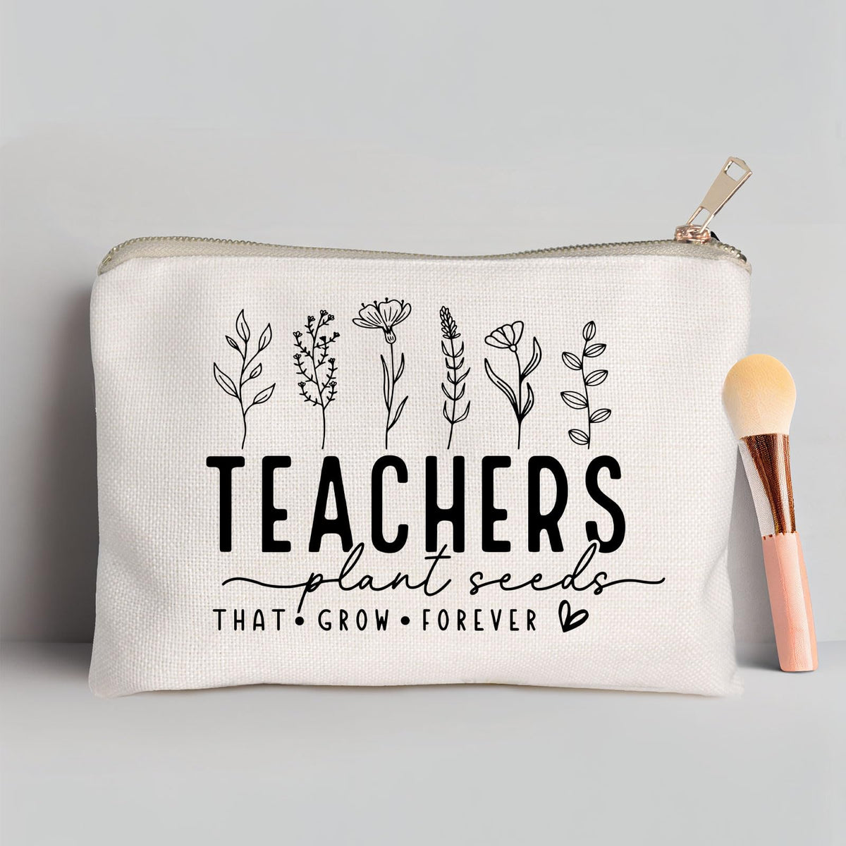 HubbgDesign Teacher Makeup Bag with cosmetics inside