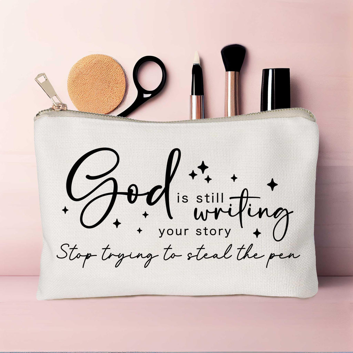 HubbgDesign Travel Makeup Bag with personal items inside