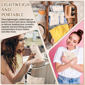 Huhumy Corduroy Makeup Bag Set dimensions displayed