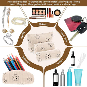 Huhumy Corduroy Makeup Bag Set in a lifestyle setting