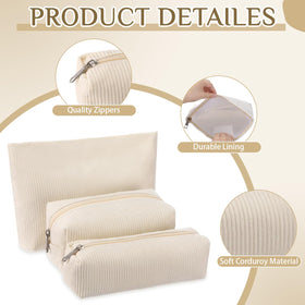 Huhumy Corduroy Makeup Bag Set open showing interior