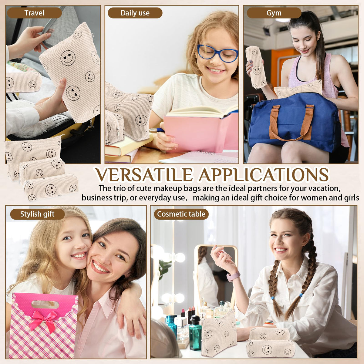 Huhumy Corduroy Makeup Bag Set packaging view