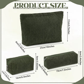 Huhumy corduroy makeup bags different sizes stacked