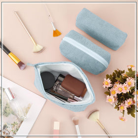 Huhumy corduroy makeup bags set with various sizes displayed