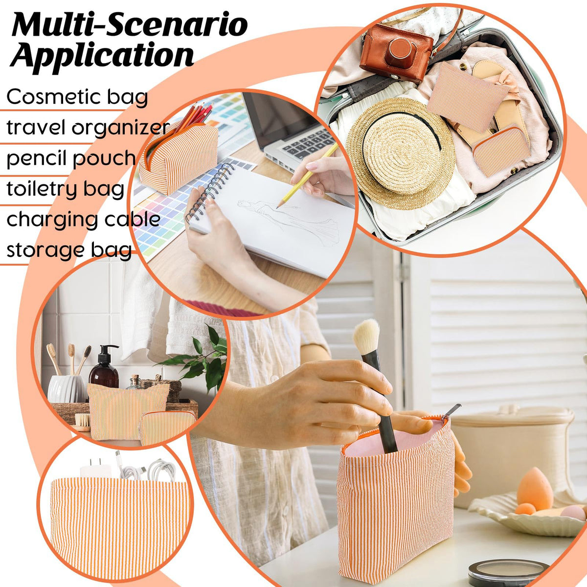 Huhumy makeup bag set displayed with beauty products
