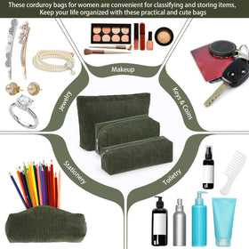 Huhumy makeup bag set on a vanity with cosmetics