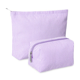 Huhumy purple striped makeup bag front view