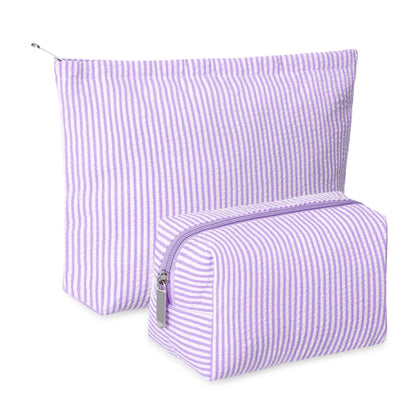 Huhumy purple striped makeup bag front view