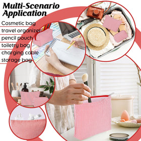 Huhumy red striped bags with toiletries