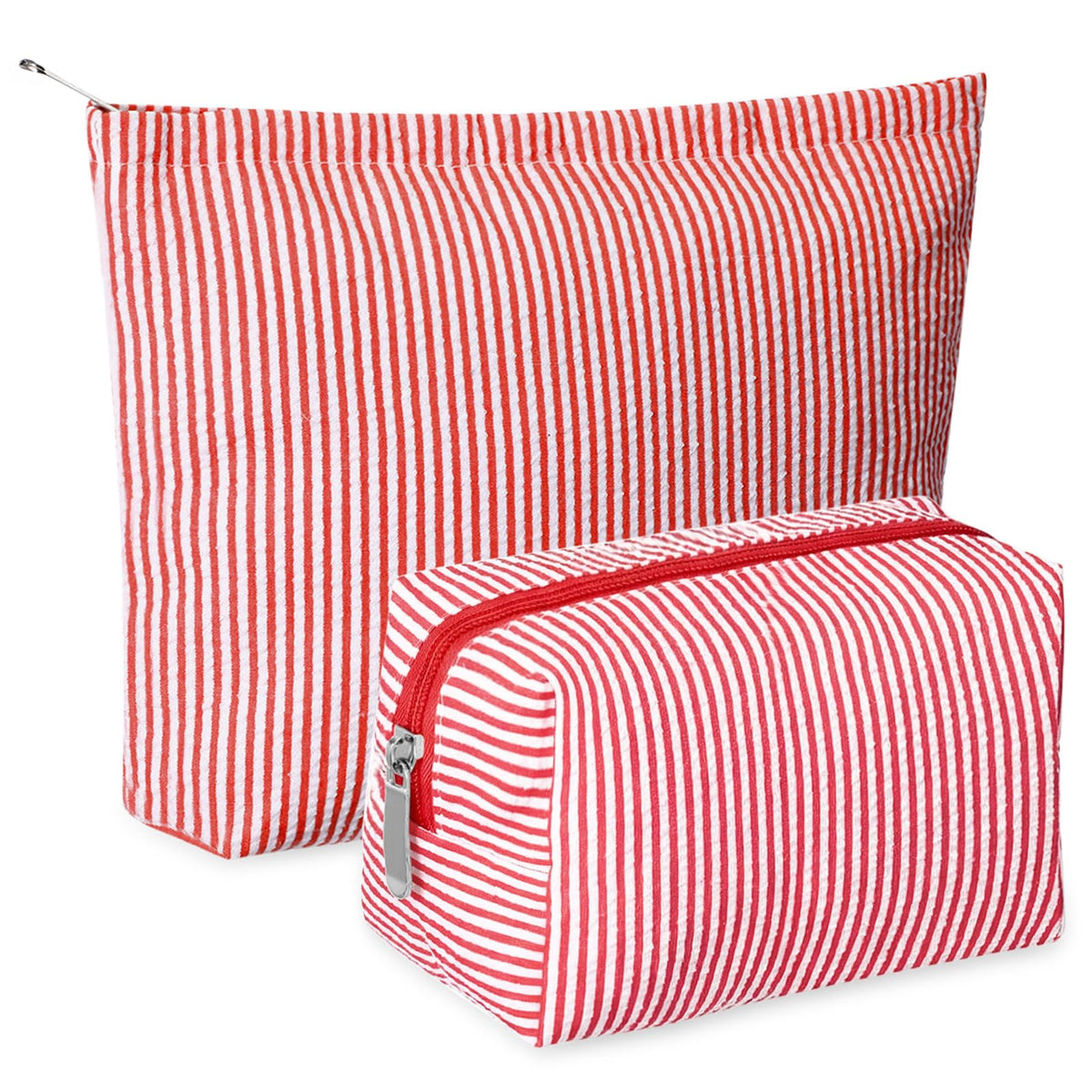 Huhumy red striped makeup bag set front view