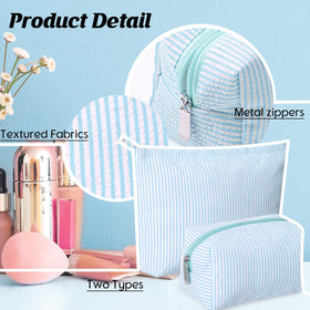Huhumy small makeup bag measuring 6.3 x 2.8 x 3.5 inches in light blue
