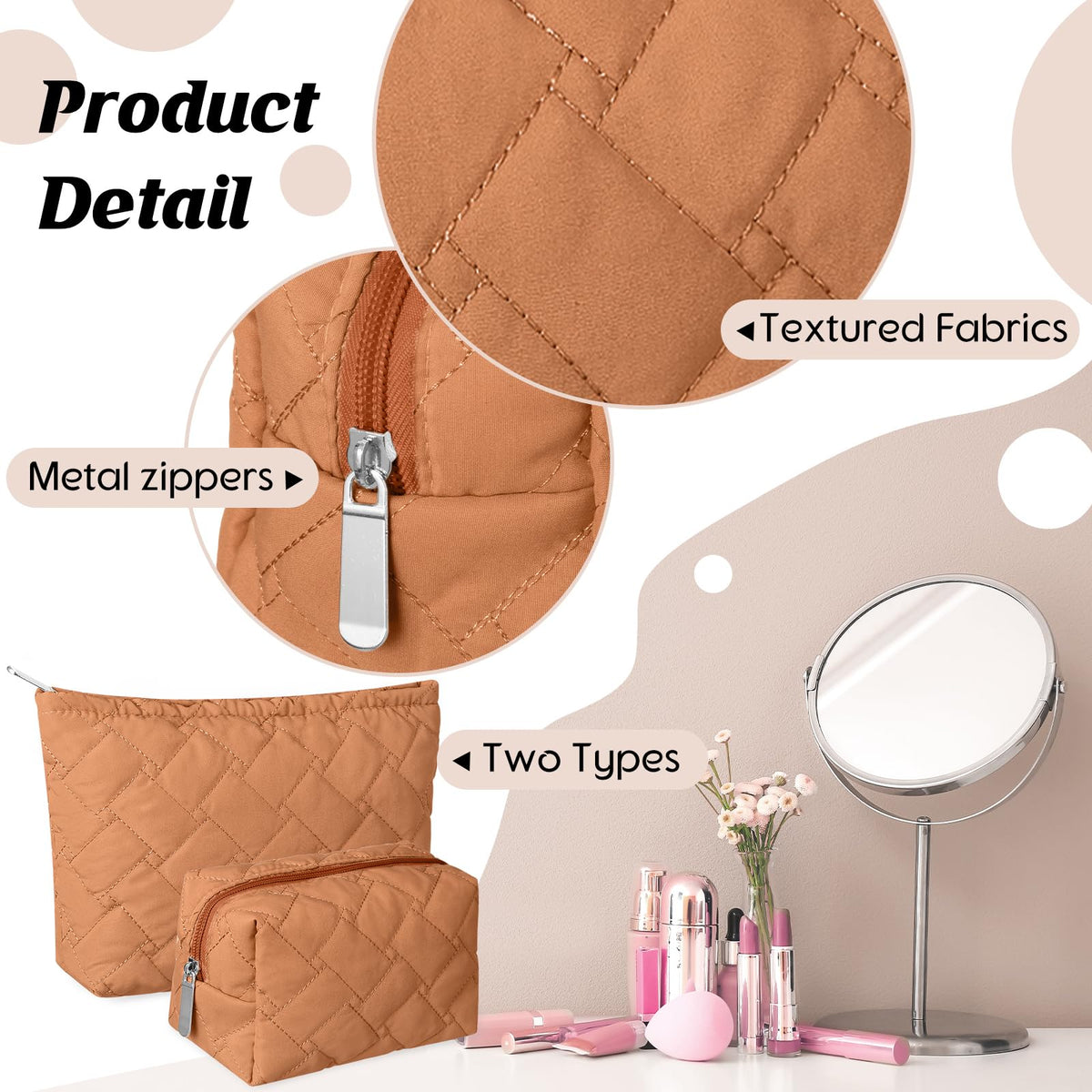Huhumy small makeup bag showing interior storage