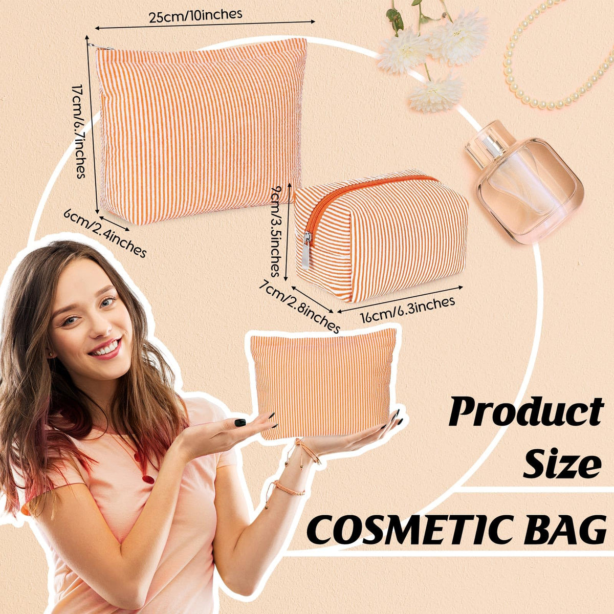 Huhumy small makeup bag size 6.3 x 2.8 x 3.5 inches