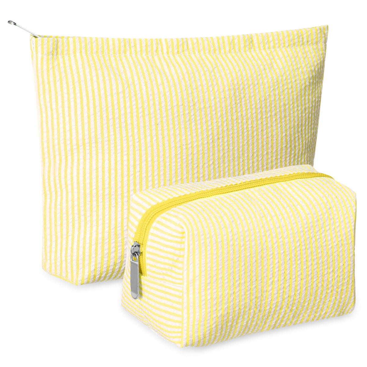 Huhumy yellow striped makeup bag set front view