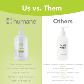 humane Benzoyl Peroxide Acne Body Wash 10% in hand