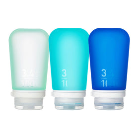 humangear GoToob+ 3-Pack large squeeze bottles in mint, aqua, and teal