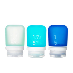 humangear GoToob+ 3-Pack small squeeze bottles in mint, aqua, and teal