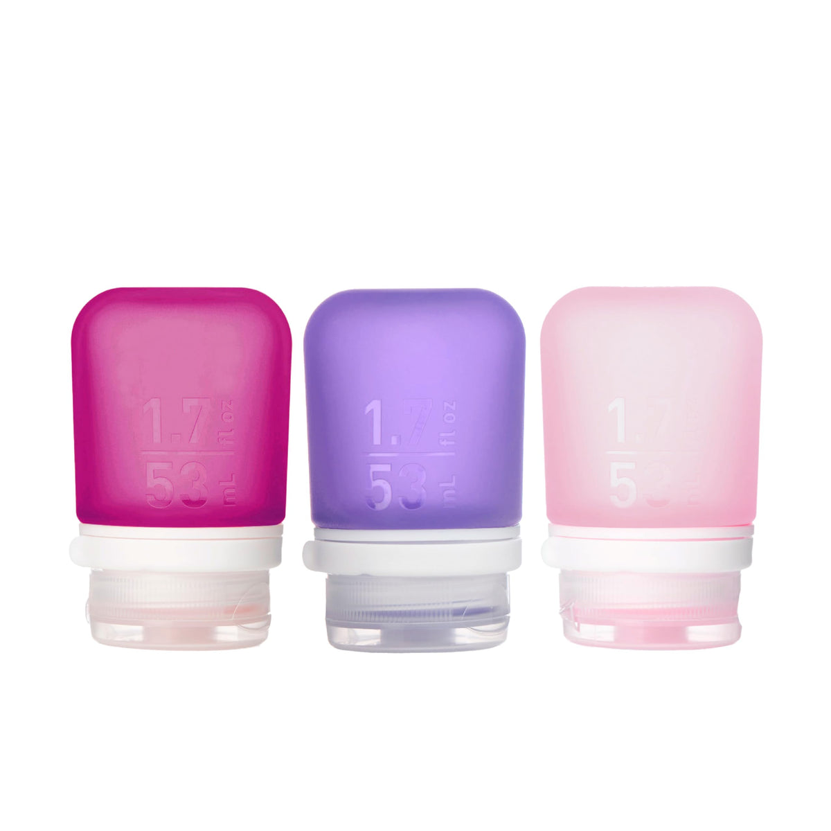 humangear GoToob+ 3-Pack Small Squeeze Bottles in Rose, Lilac, and Magenta