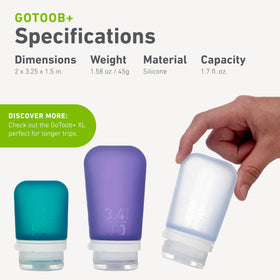 humangear GoToob+ bottles attached to a backpack