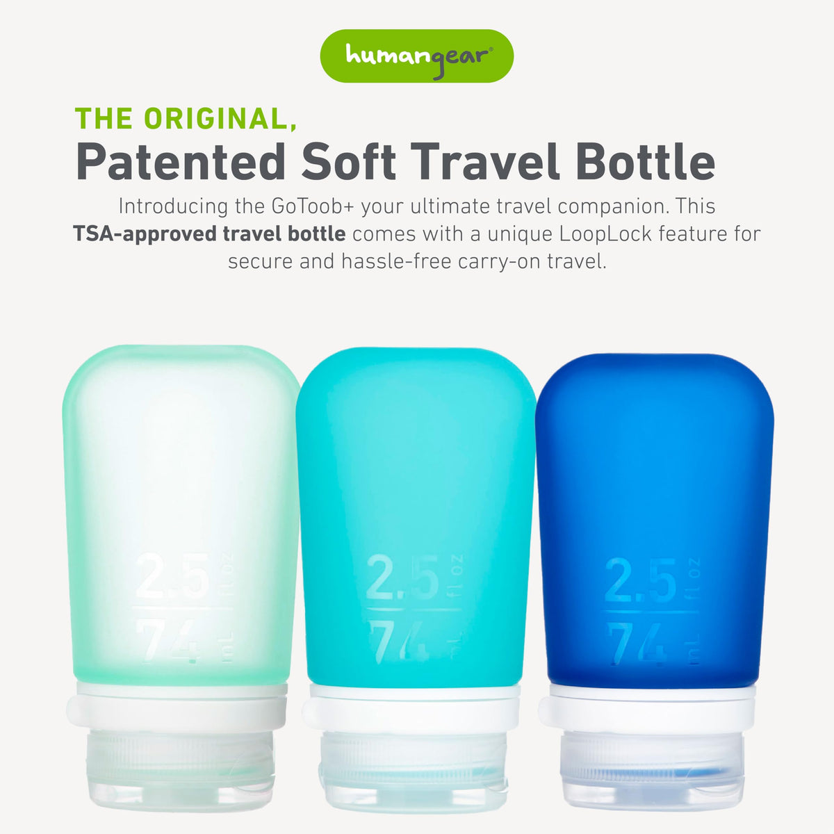 humangear GoToob+ Medium Squeeze Bottle with LoopLock lid