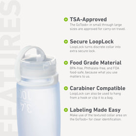 humangear GoToob+ Squeeze Bottle with textured collar for labeling