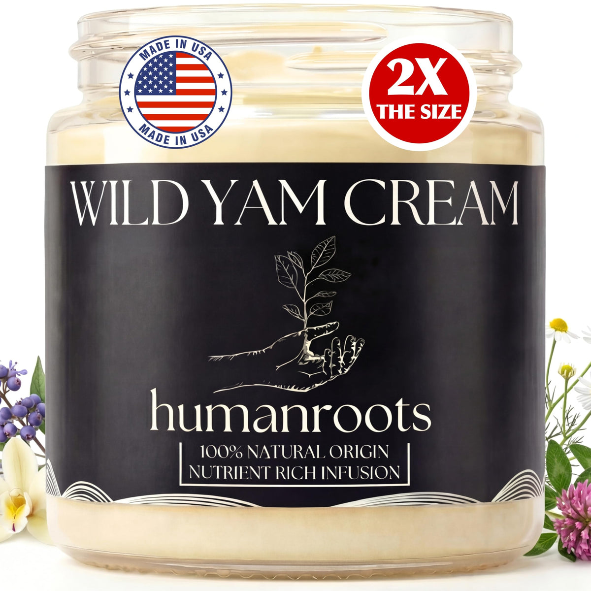 humanroots Wild Yam Cream 4 oz Vanilla Lavender front view