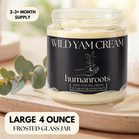 humanroots Wild Yam Cream 4 oz Vanilla Lavender jar with lid