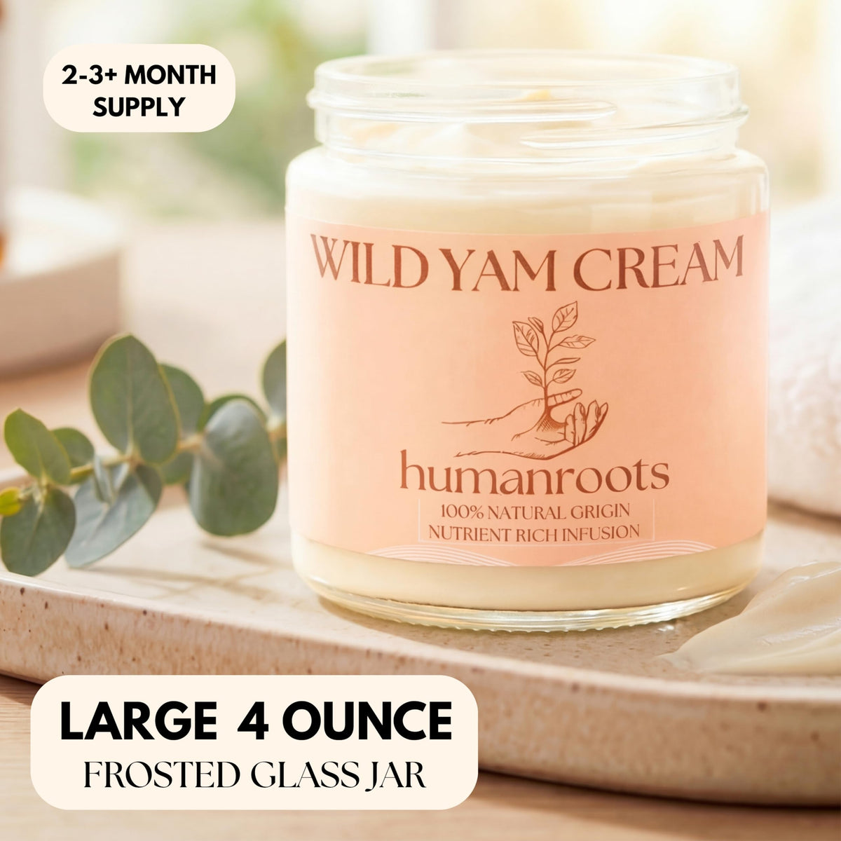 humanroots Wild Yam Cream side view with label