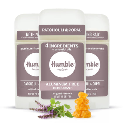 HUMBLE Aluminum-Free Deodorant 3-Pack Patchouli & Copal front view