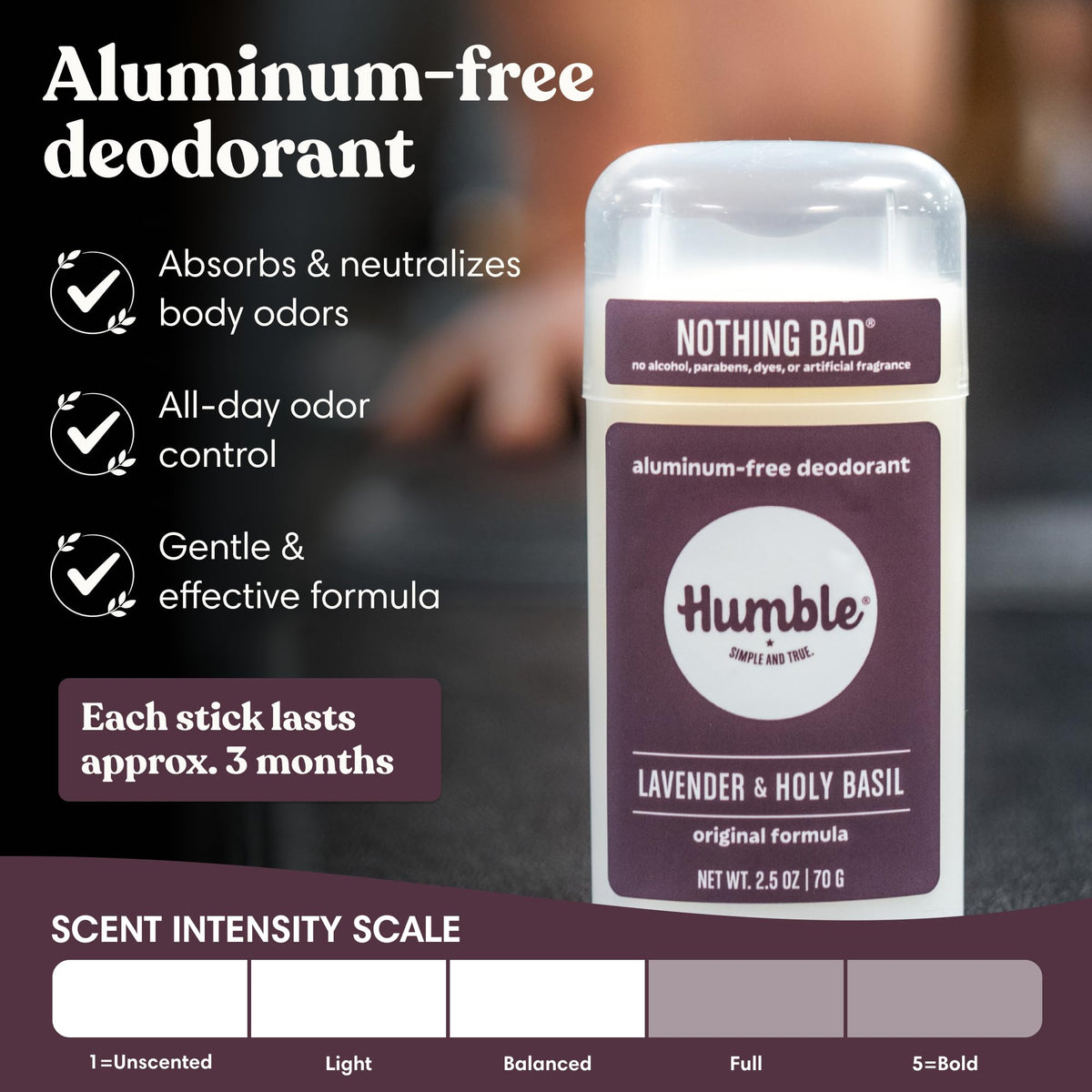HUMBLE Aluminum-Free Deodorant Lavender & Holy Basil packaging