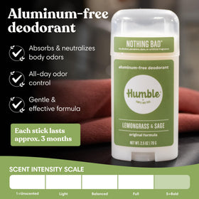 HUMBLE Aluminum-Free Deodorant Lemongrass & Sage back view