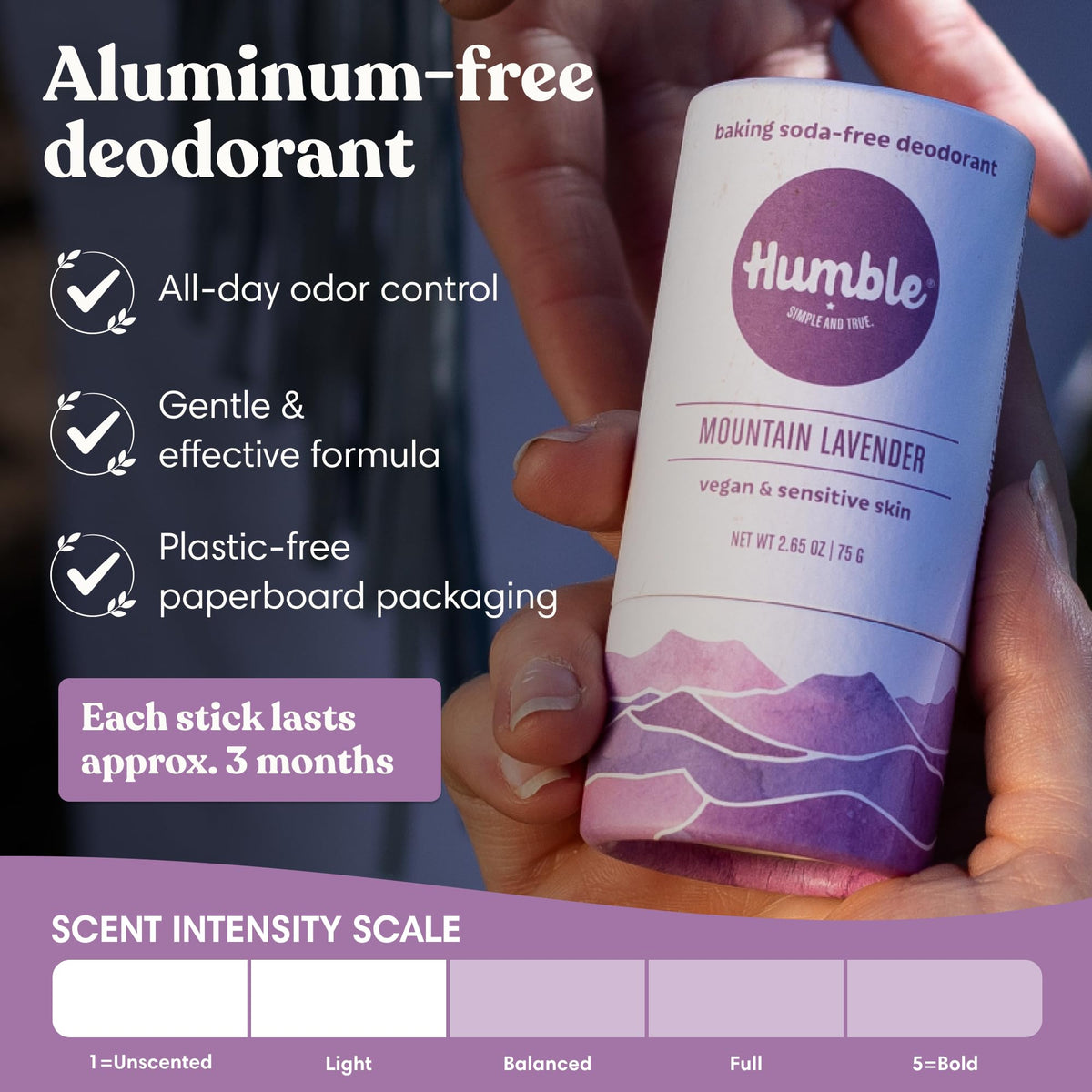 HUMBLE Aluminum-Free Deodorant Mountain Lavender back view
