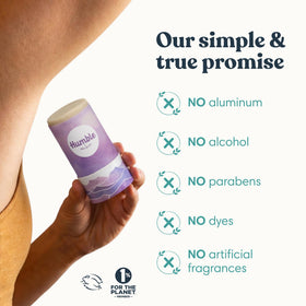 HUMBLE Aluminum-Free Deodorant Mountain Lavender stick in use