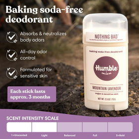 HUMBLE Aluminum-Free Deodorant packaging showing Mountain Lavender scent