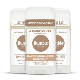 HUMBLE Aluminum-Free Deodorant Simply Unscented 3-Pack front view