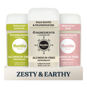 HUMBLE Aluminum-Free Deodorant Variety Pack front view with three scents