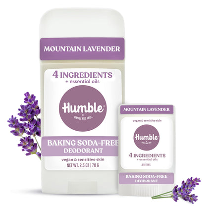 HUMBLE Aluminum-Free Mountain Lavender Deodorant front view with stick visible