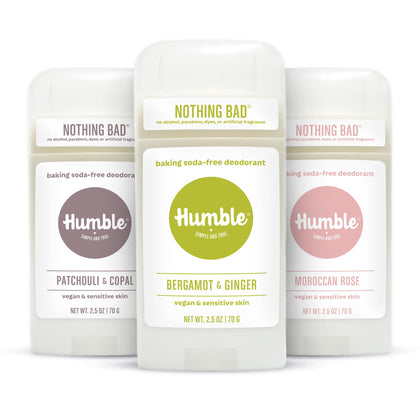 HUMBLE SIMPLE AND TRUE. Aluminum-Free Deodorant 3-Pack front view